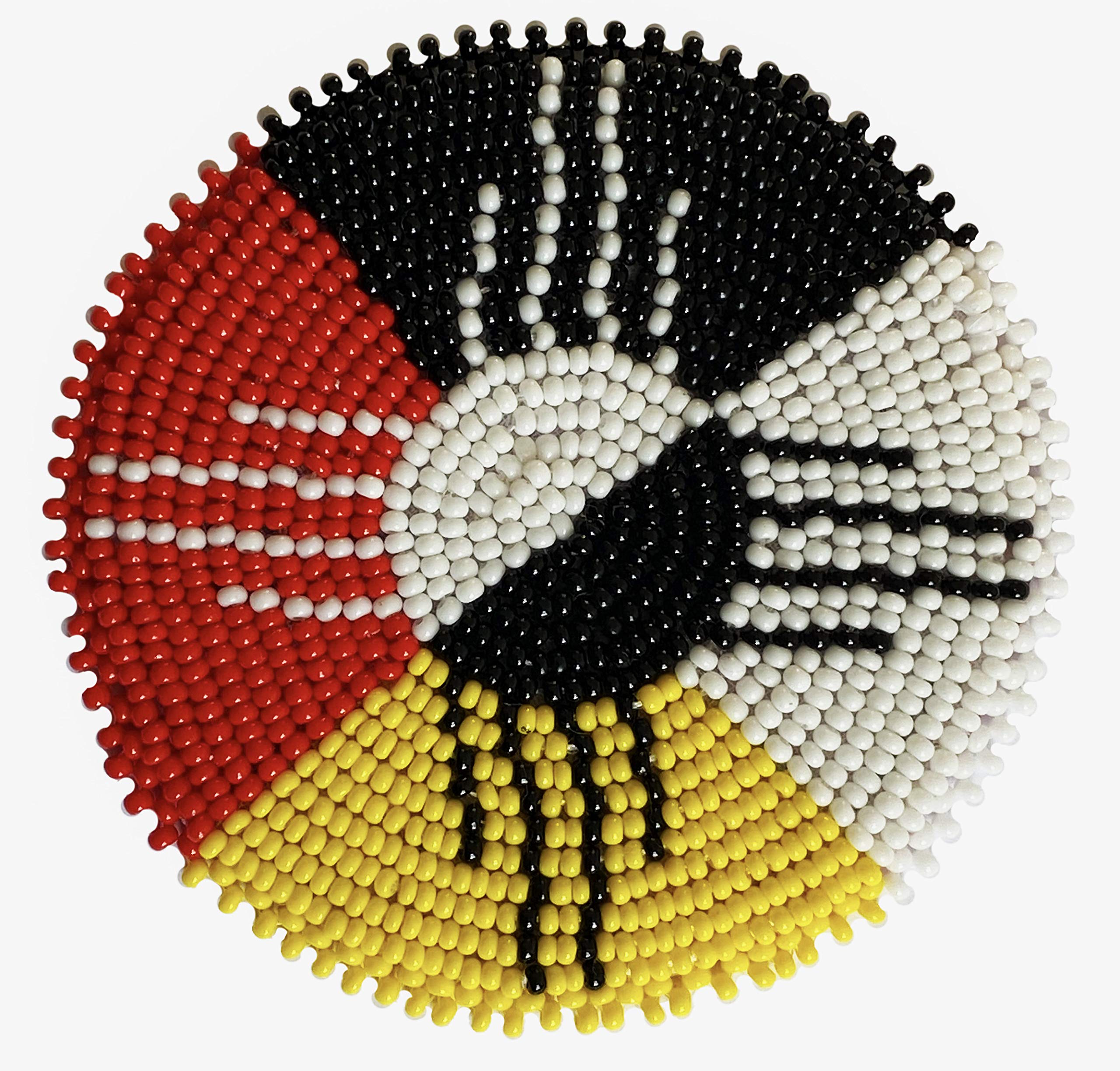 Seed Beads Beaded Rosette Medallion Patch Applique 2.5 inch Round (Four Directions 3)