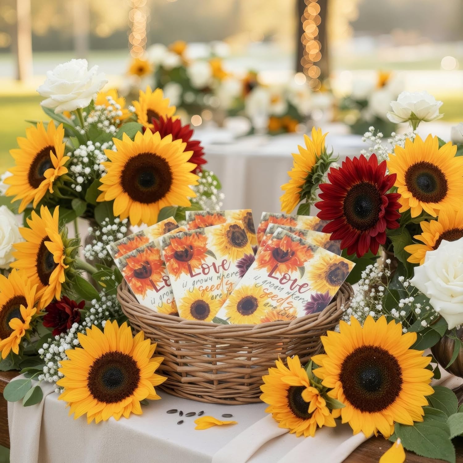 Seed Needs Heirloom Sunflower Seed Packet Favors for Party Events - Pre-Filled & Ready to Hand Out - Great for Weddings, Bridal Showers, Memorials, Fundraisers (30 Packets)
