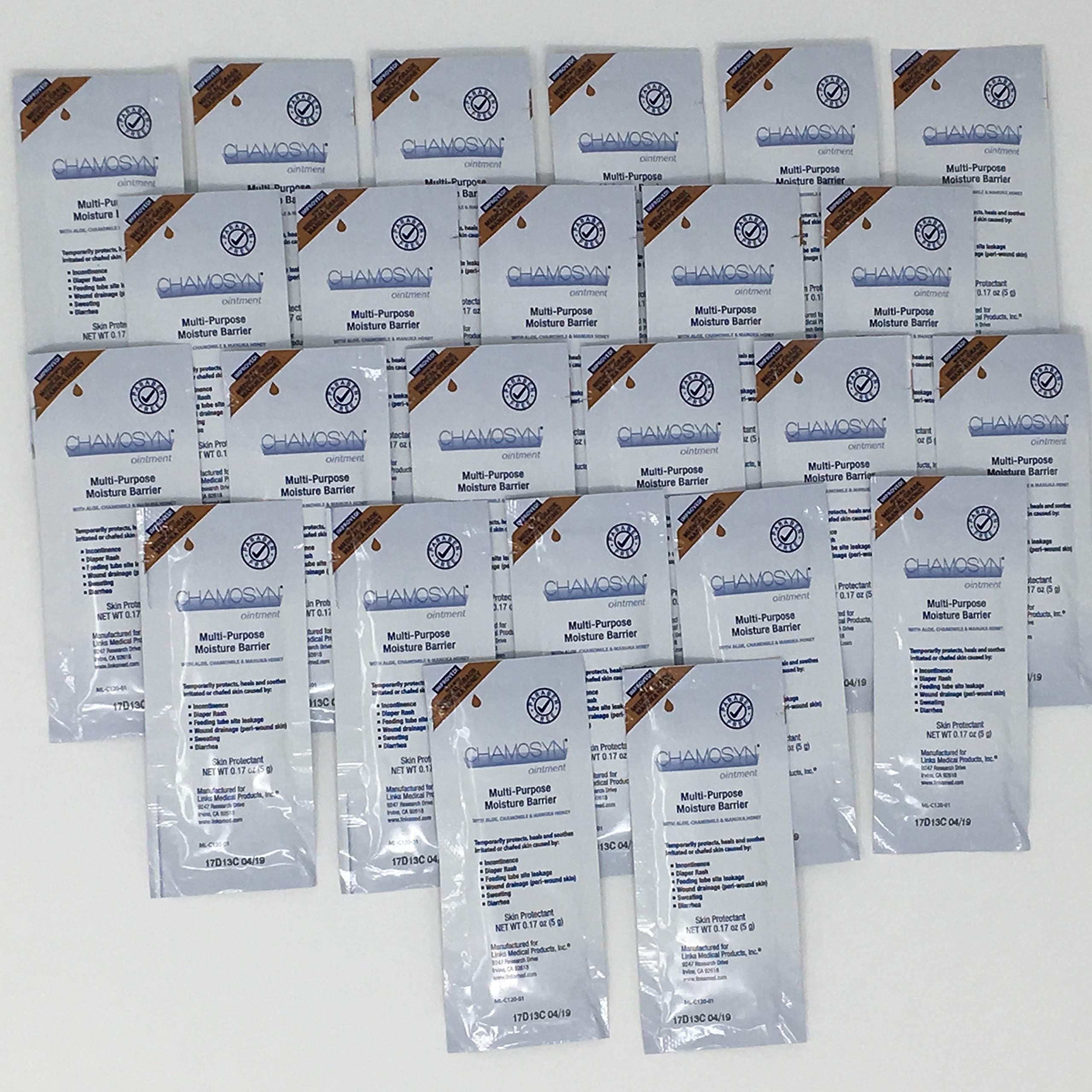 (24 Packets) Chamosyn Skin Protectant Ointment with Aloe, Chamomile and Certified Manuka Honey