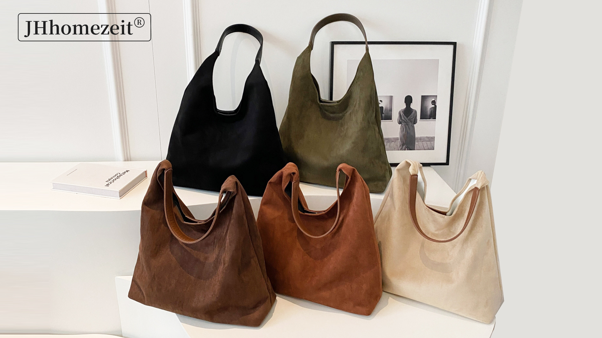 Bolso Tote de Ante Marrón para Mujer miniatura 7