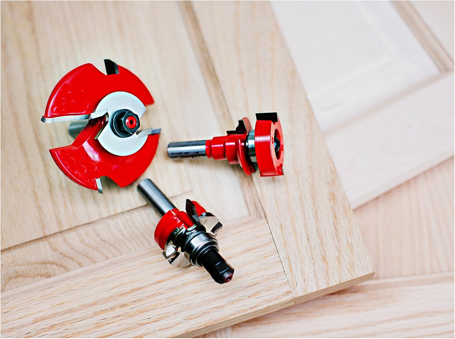 Freud 97-260: 3 Piece Premier Adjustable Cabinet Bit Set - Door And Window Router Bits - 
