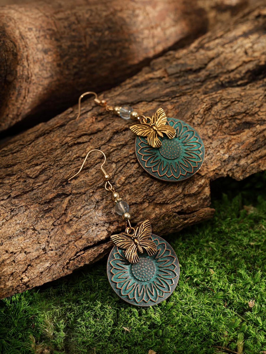 MINACHI Ethnic Vintage Bohemian Retro Antique Turquoise Color Theme Dangle Drop Earrings, Boho Jewelry Gift for Women - Image 2