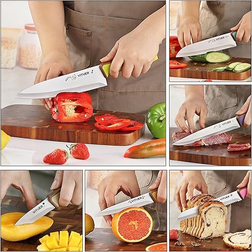 Miniatura 3 de Juego de cuchillos de cocina de acero inoxidable de 7 piezas, apto para lavavajillas (personajes de animales elegantes)