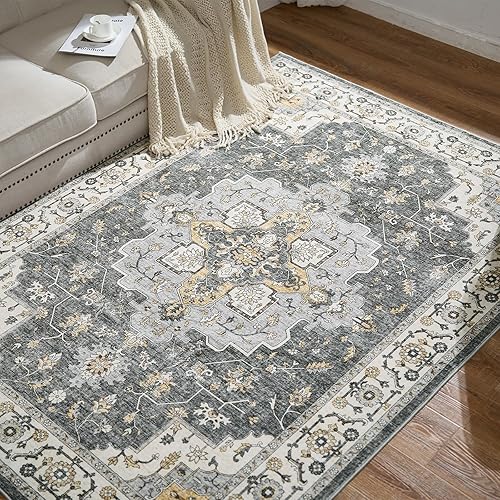 Miniatura 189 de jinchan Alfombra de Área 2x3 pies Alfombra Vintage de Entrada Lavable Bohemia Tapete Interior para Puerta Medallón Floral Tapete Pequeño para Puerta