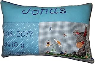 Blaues Schmusekissen * Kuschelkissen * Esel * mit Namen Bestickt * ca. 25 * 40 cm groß * SK-bl_0056