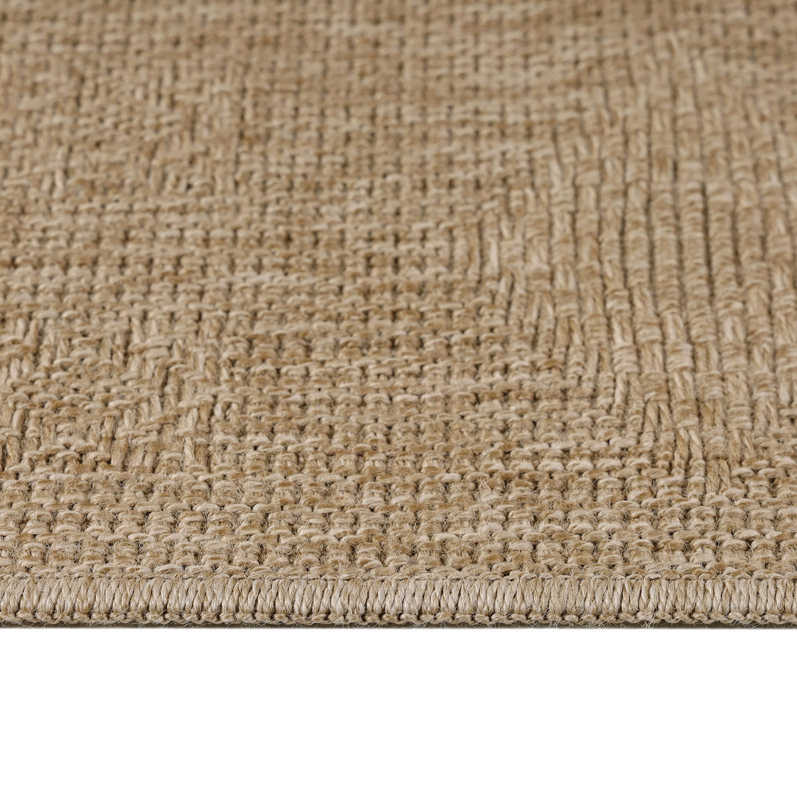 SIMPEX Outdoor Teppich 240x340 cm Wetterfester Teppich in Jute-Optik Extra großer Flachgewebe Teppich für Terrasse, Balkon, Wohnzimmer & mehr