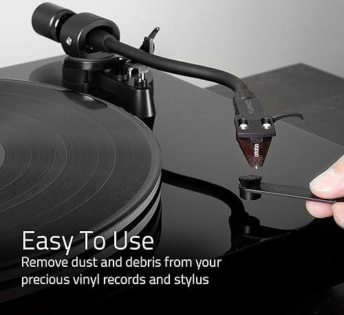 Miniatura 3 de Fluance Kit de limpieza de discos de vinilo y lápiz capacitivo con cepillo 2 en 1 de fibra de carbono antiestática y terciopelo suave LP y cepillo