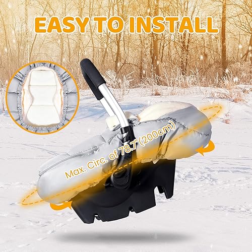 Miniatura 3 de Orzbow Fundas de asiento de automóvil para bebés de invierno, funda universal para asiento de automóvil con cuello ajustable, funda impermeable para