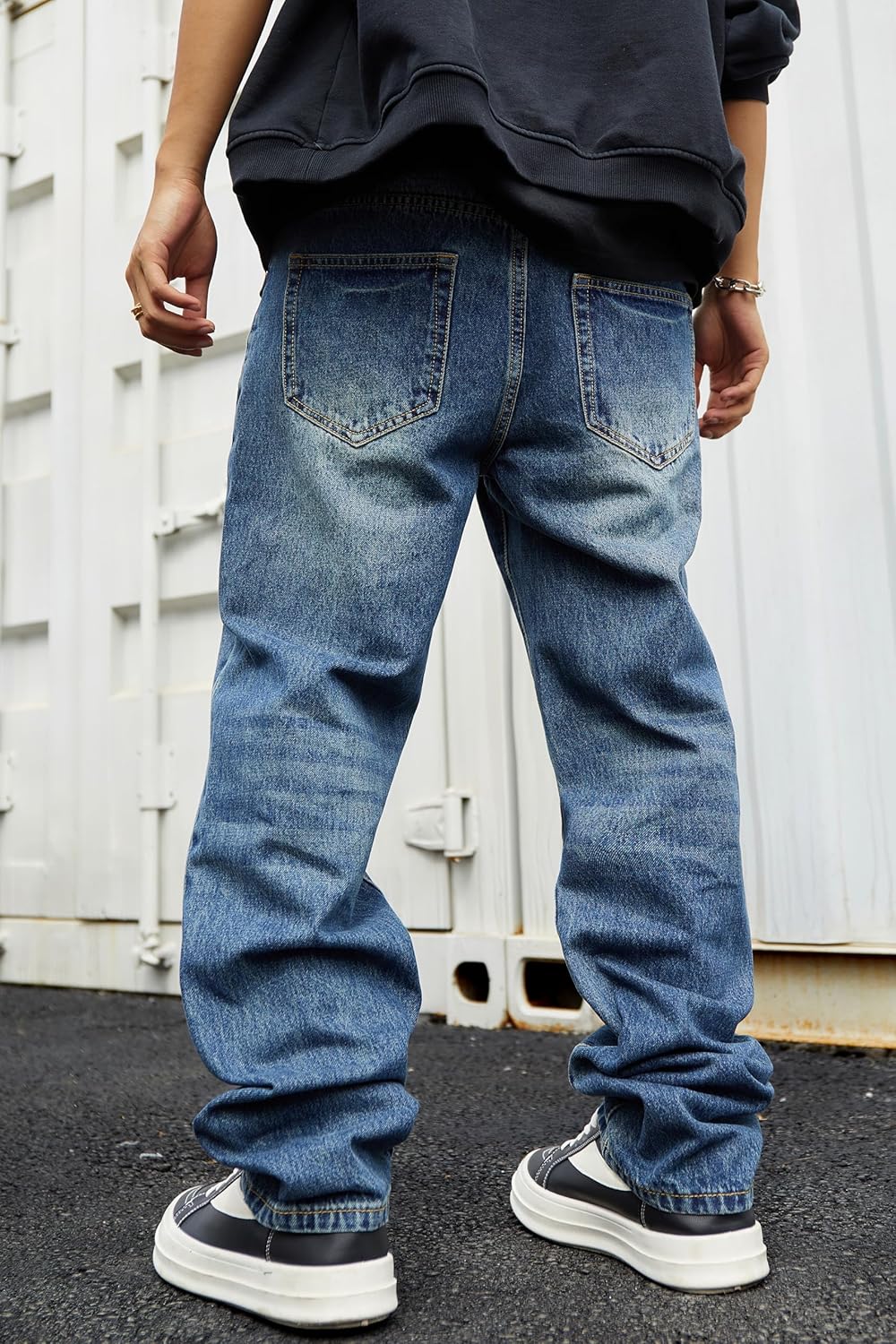 Men's Ripped Regular Fit Straight-Leg Jeans - Streetwear Y2K Hip Hop Distressed Non-Stretch Denim Pants - Image 2