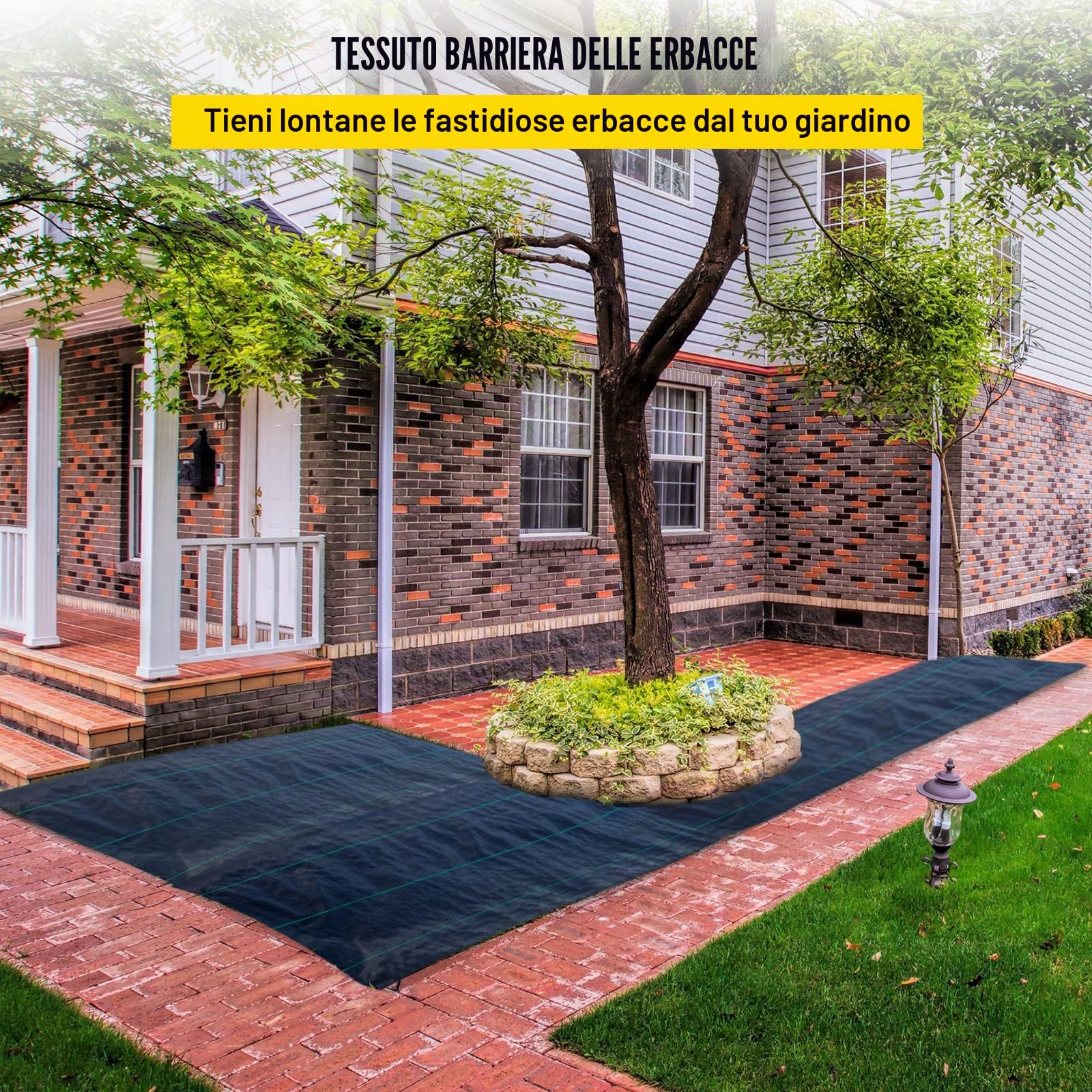 VEVOR Telo Pacciamatura Anti Erbacce, 6,5x300 ft Copertura Resistente al Suolo del Paesaggio della Barriera dell'erbaccia Tessuta PP Resistente, 3.0 Oz, Tessuto Geotessile per Giardino Colore Nero