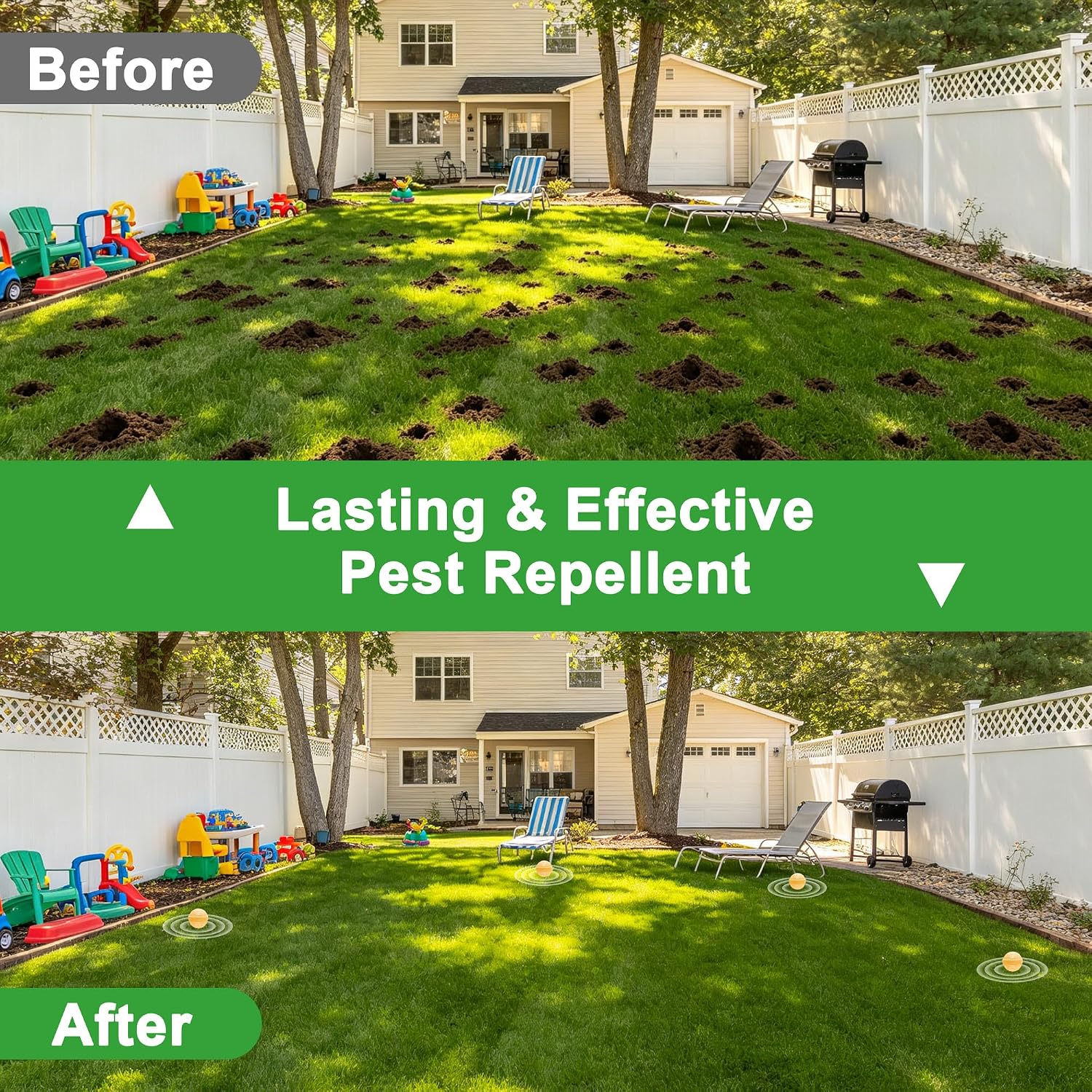 36Pack Mole Repellent - Natural Mole Deterrent for Yard, Garden and Under Decks, Plant-Based Essential Oil Formula, Safe for Kids & Pets, Long-Lasting Scent to Keep Mole Away