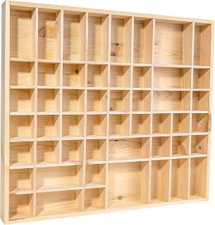 Creative Deco Unpainted Wooden Shelf | 51 Compartments | 20.47 x 18.11 x 1.96 in | Wall Display Cabinet for Office Kitchen Dressing Room