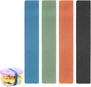 TIESOME 4PCS Elastic Cinch Straps, Bento Box Elastic Belt Lunch Box Fixing Bands Colorful Nylon Lunch Container Sealing Straps for Bento Containers Office Classroom Picnic Camping