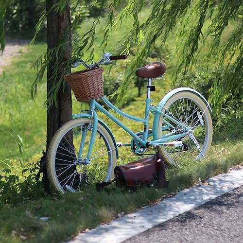 Miniatura 4 de Glerc 20 24 26 Inch Beach Cruiser Bike, 6-Speed Hybrid City Bicycle for Girls Youth and Over 6 Years Old, Missy Bike with Wicker Basket &
