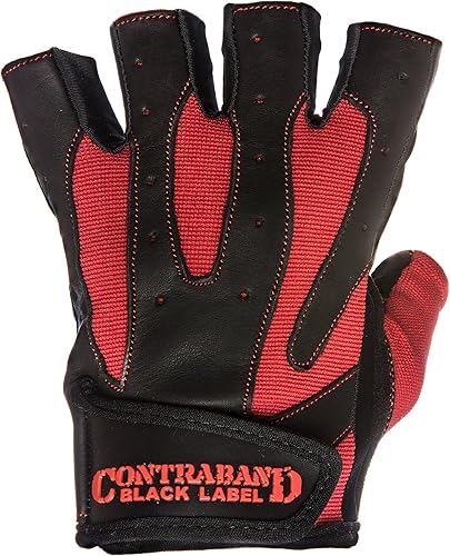 Miniatura 3 de Contraband Black Label 5150 - Guantes de cuero para levantamiento de pesas sin dedos, duraderos y ligeros, guantes de gimnasio de cuero dividido