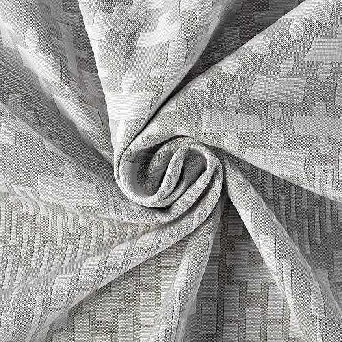 Miniatura 3 de SINGINGLORY Juego de funda de edredón tamaño King, ropa de cama jacquard con patrón geométrico blanco con cierre de botón, juego de edredón de 3