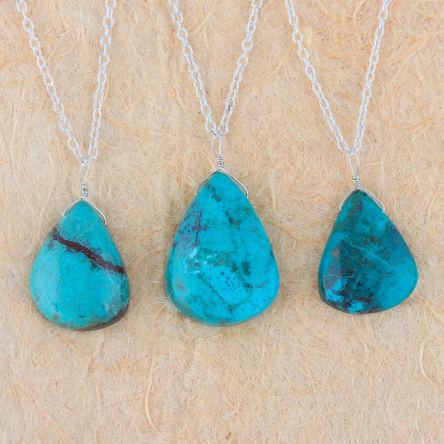 Pear Natural Cabochon Necklace for Women | Handmade Gemstone Pendant | 8–14 mm Stone | Chain 16+2 Inch Adjustable