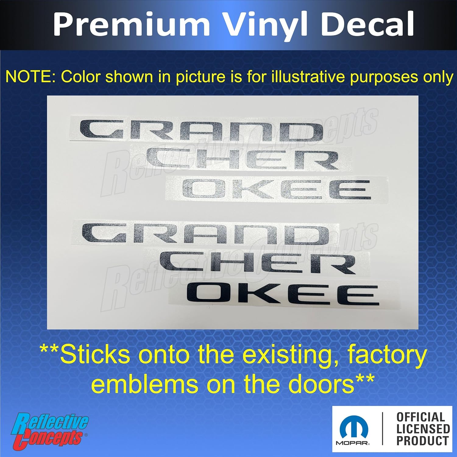 2022-2025 Jeep Grand Cherokee, Grand Cherokee L - Door Emblem Overlay Decal Stickers - (Color: Hot Pink)