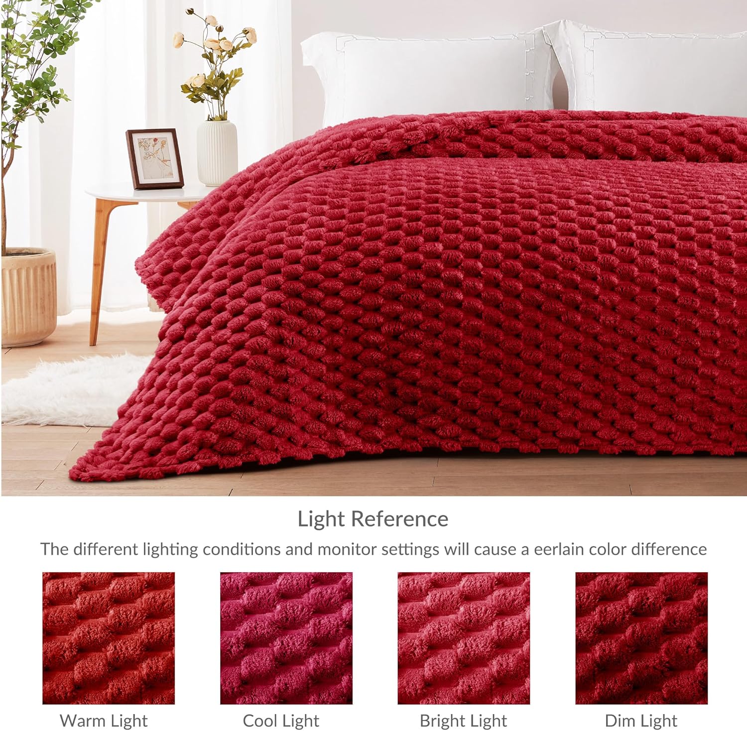 Whale Flotilla King Size Blanket for Bed with Jacquard Pattern, Fuzzy Soft Cozy Exquisite Blankets for All Season, Warm and Fluffy, 90x104 Inch, Red - Image 4