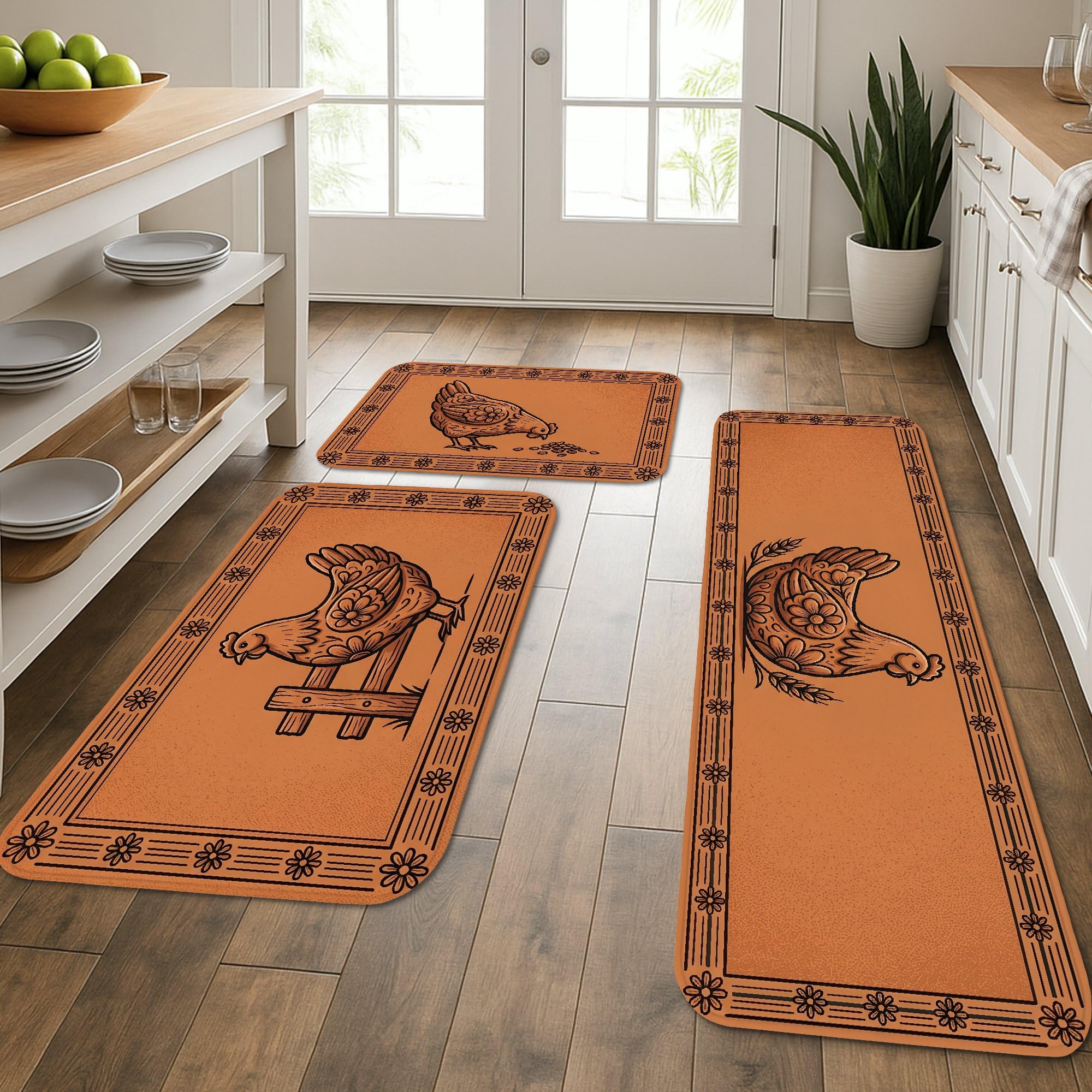 Tapis de cuisine poulet anti fatigue et lavable pour sols glissants
