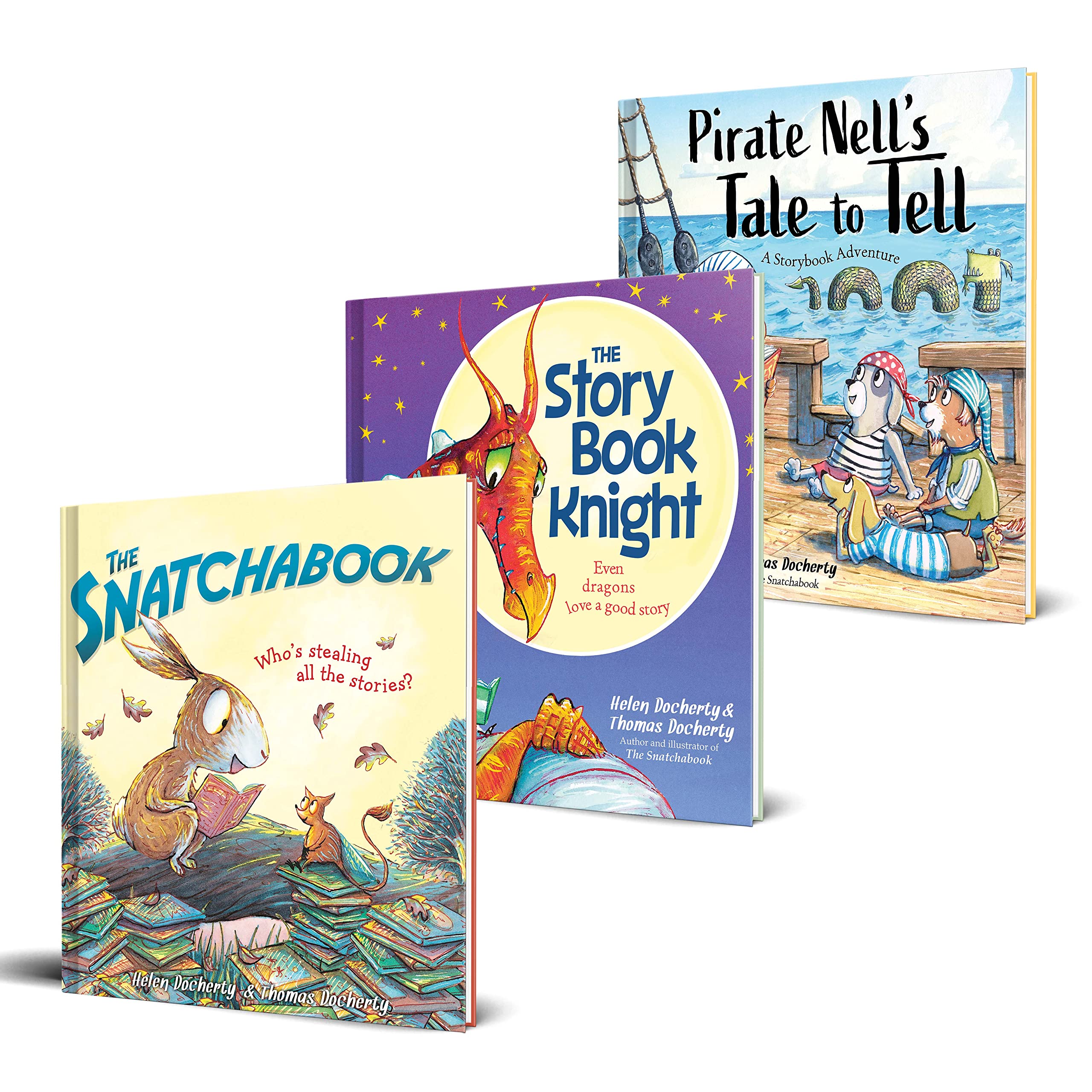 Juego de libros ilustrados para leer en voz alta: tres lecturas divertidas y rimadas para niños de 3 a 6 años (The Snatchabook, The Storybook Knight, Pirate Nell's Tale to Tell)