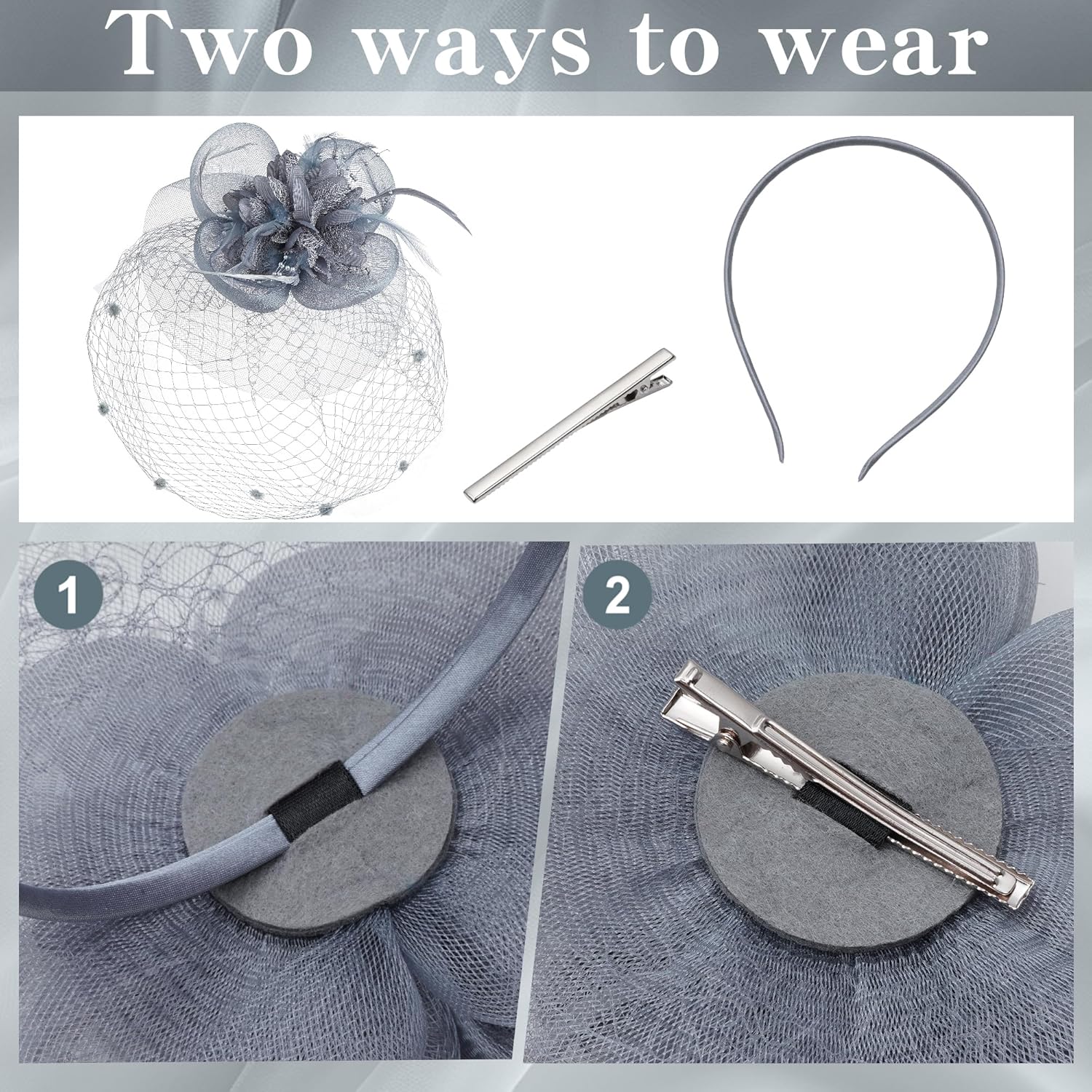 Women's Fascinators Hats Tea Party Hats for Women, 50s Flower Feathers with Veil Headwear for Tea Party Dresses Accessories - Image 3