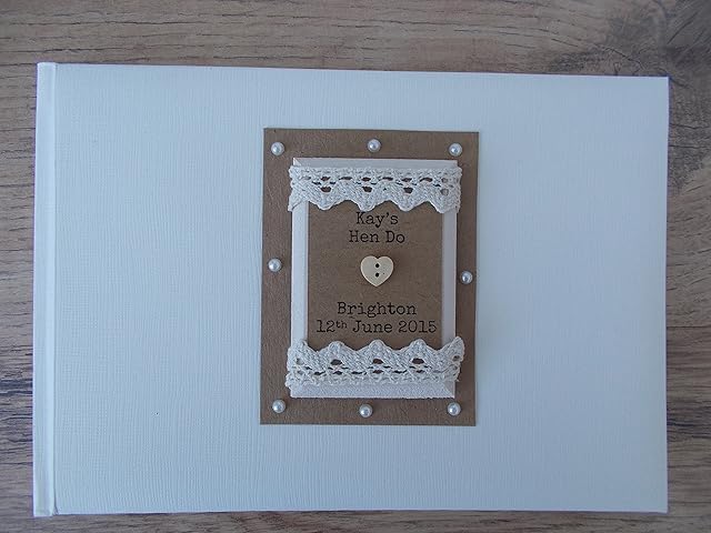 Becky Louise Designs Personalised Vintage Hen Do Guest Book/Photo Album Gift With Box