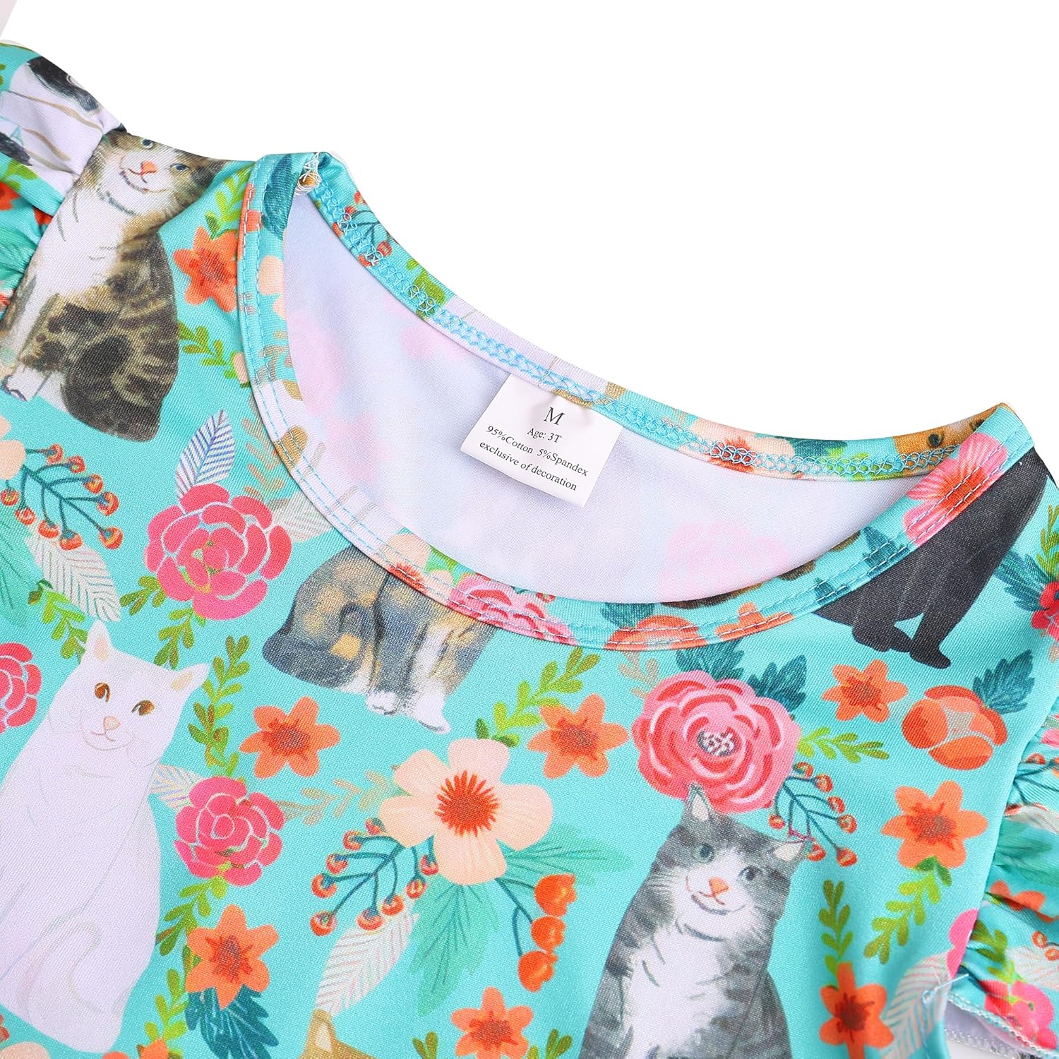 Toddler Girl Dress Casual Chicken Print Ruffle Outfit Dress Summer Clothes 2-8Y - Image 3