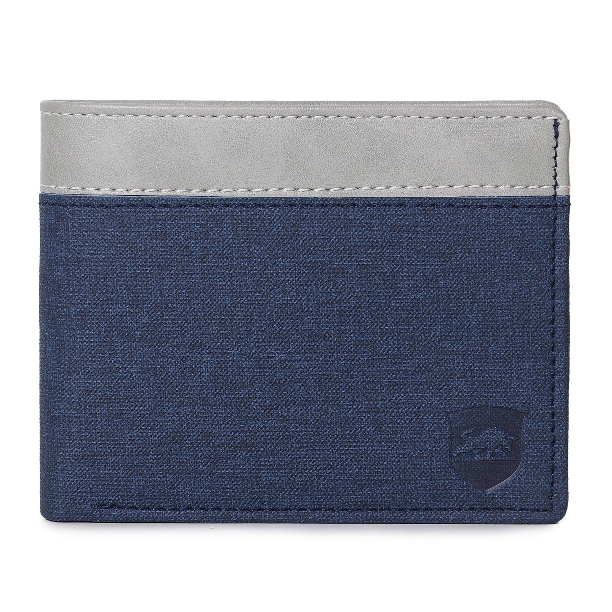 Embellished Men's Wallet, Blue & White, 3 Card Slots, 2 Currency & Secret Compartments, 1 Coin Pocket_216-image-0