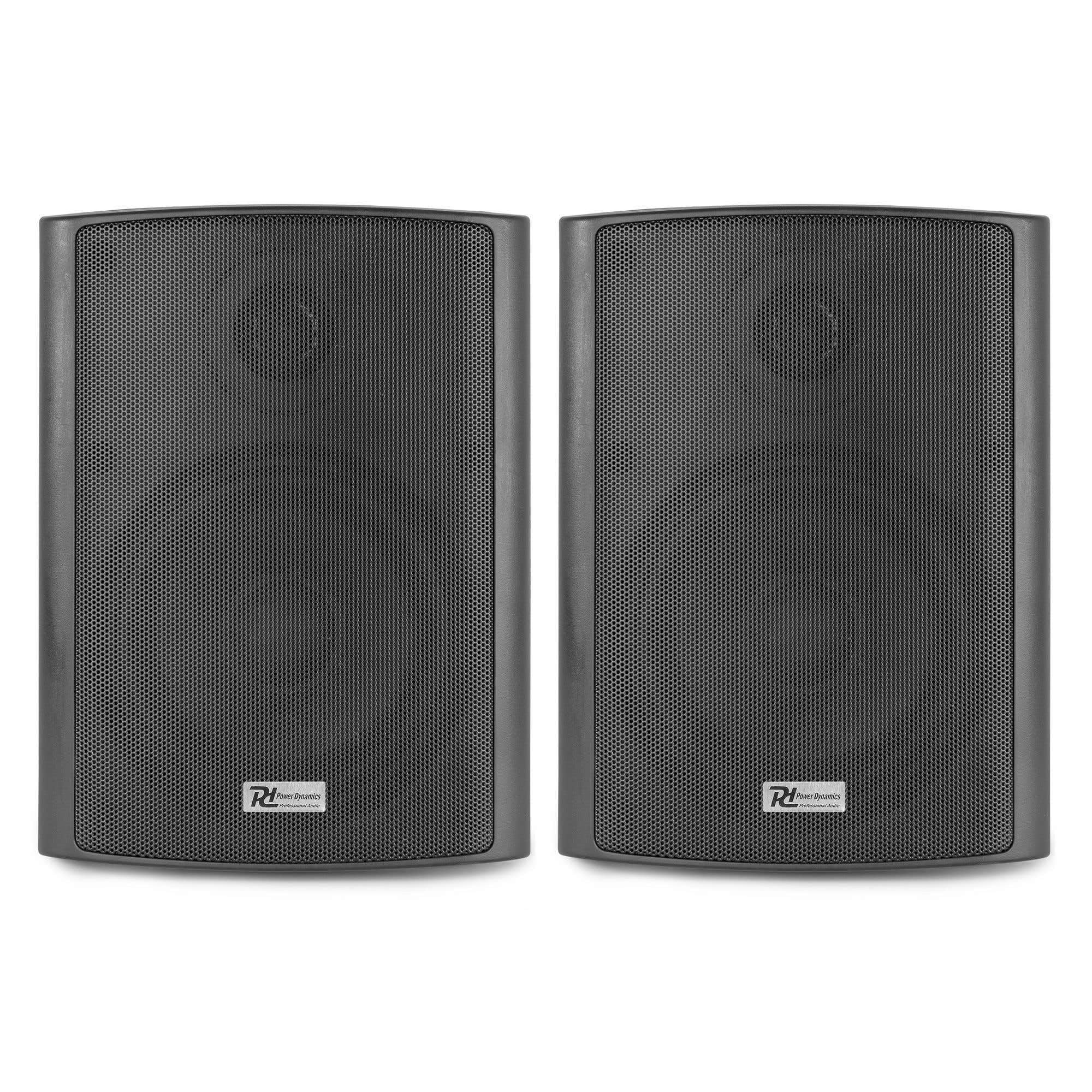 Power Dynamics BC65V - Lautsprecher Set 150 Watt, 100 Volt, 8 Ohm Innen- und Außenlautsprecher, Lautsprecher Boxen IP56, 2 Wege Speaker, In- Outdoor Speaker, Installationslautsprecher Schwarz