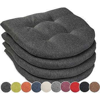 sunnypillow Set of 4 Chair Cushions 40 x 40 cm Seat Cushion Chair 5 cm Thick Seat Cushion for Chairs Benches in the Home and Garden Indoor Outdoor Cushion for Dining Room Chair or Kitchen Anthracite Made in EU
