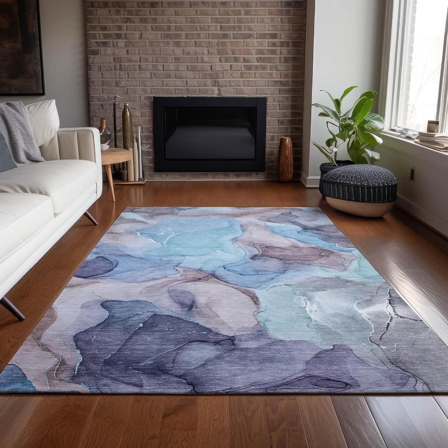 Addison Rugs Chantille ACN504 Navy 3' x 5 Indoor Outdoor Area Rug, Stain Resistant, Machine Washable, Non Shedding, Bedroom, Living Room, Dining Room, Kitchen Rug