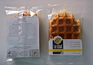 Le Waf Original Artisan Belgian Liege Waffles with Pearl Sugar (Pack of 16)