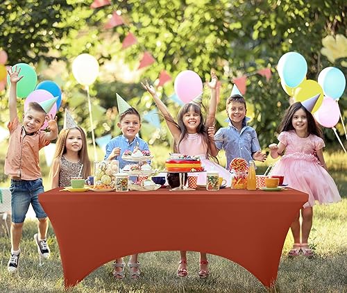 Miniatura 8 de Utopia Kitchen Mantel rectangular de elastano de 6 pies 1 unidad, café claro 700 GSM elástico, ajustado, lavable y resistente a las arrugas, para