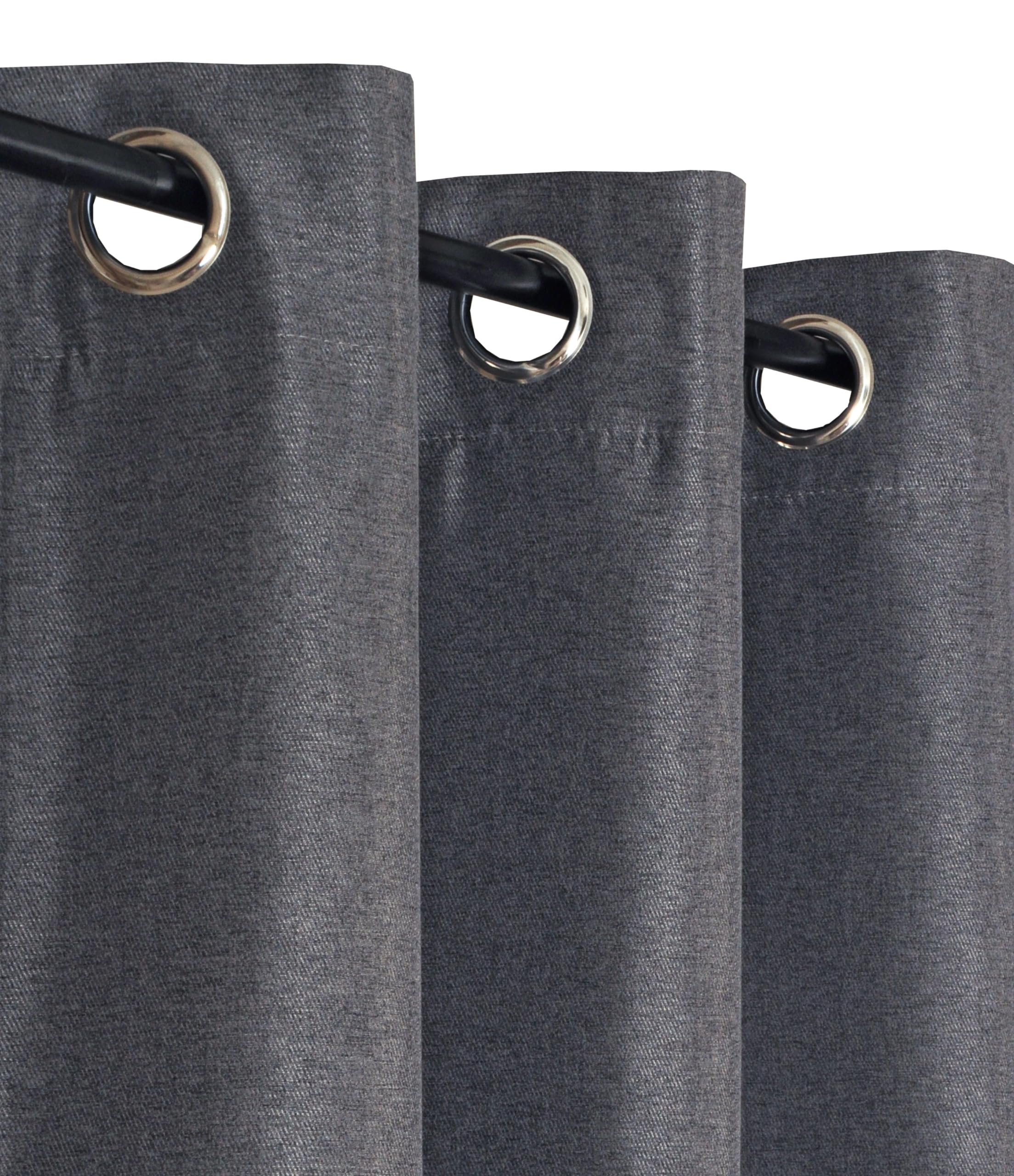 Atout Ciel Ready-to-Hang Curtain with Eyelets 140 x 240 cm Charcoal Grey Heather