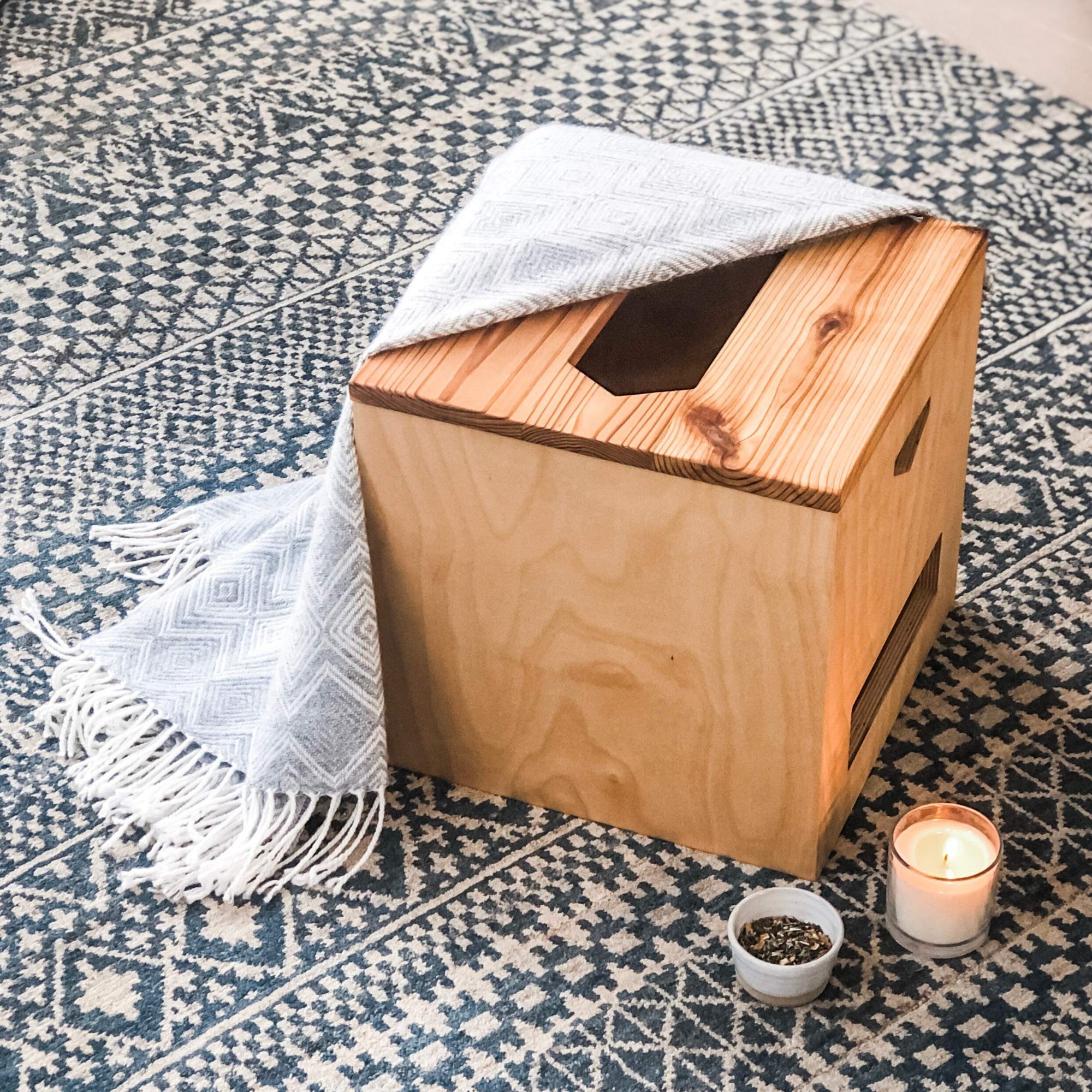 Vaginal Yoni V Steam Sauna Steamer Seat Box by Kitara. Natural Wooden