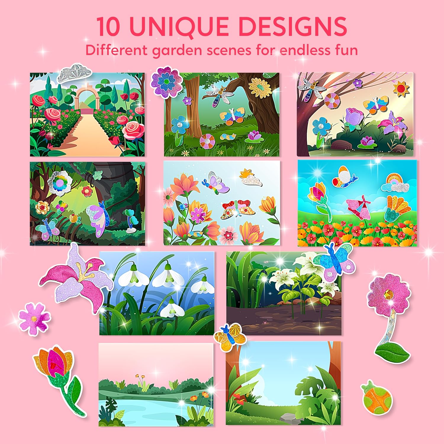 Klever Kits Foil Art Kit for Kids - Arts & Crafts Supplies, Mess Free Coloring, Flowers & Butterflies Foil Foam Stickers, Creative Travel Toys, Birthday Gifts for Boys & Girls Ages 4 and Up Flowers and Butterflies