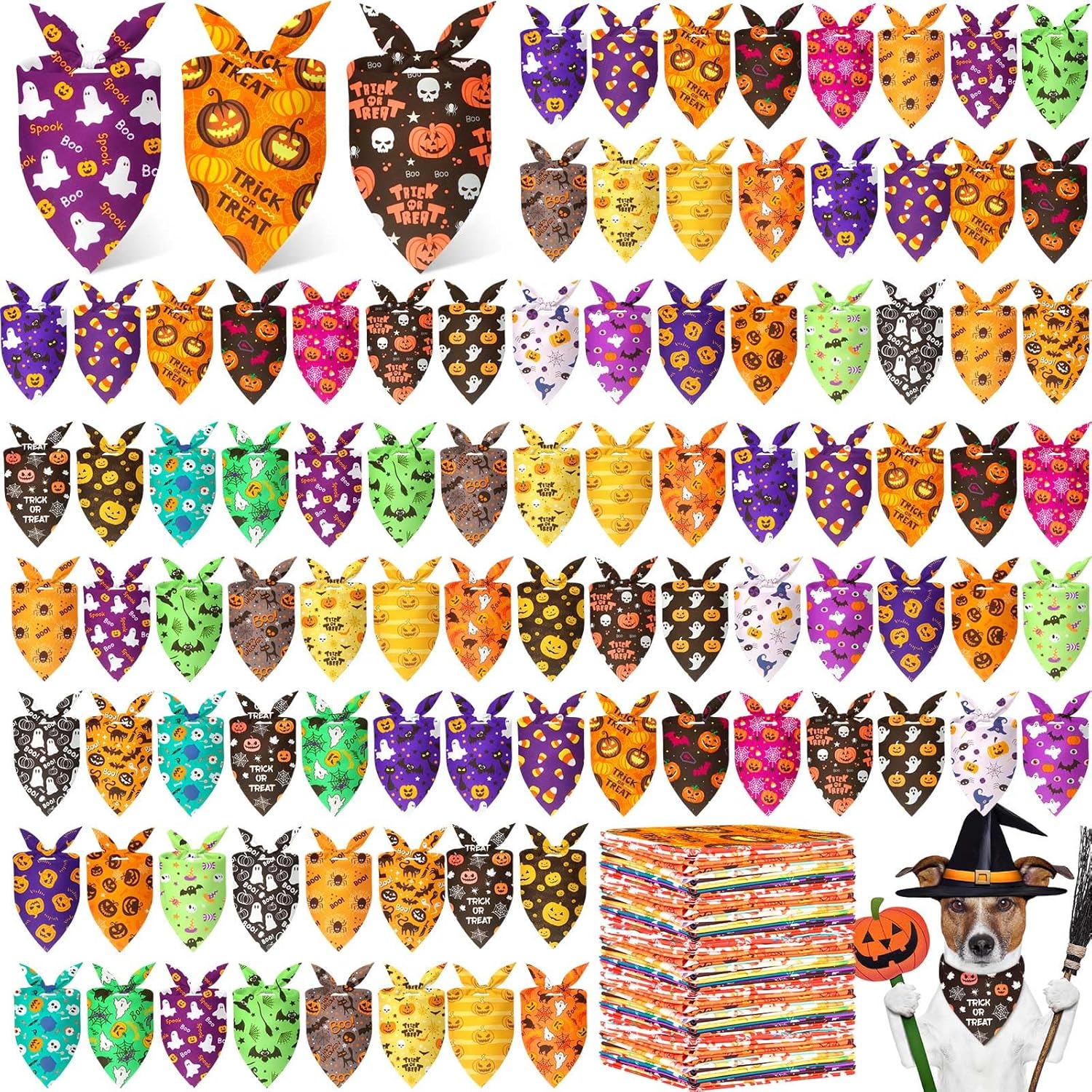 Preboun 200 Pcs Summer Prints Dog Bandanas Bulk Hawaiian Bandanas for Dogs Colorful Triangle Kerchief Bibs Scarf Set for Pet Costume Photo Props Accessories Pet Shops Adoption Events, 25 Styles
