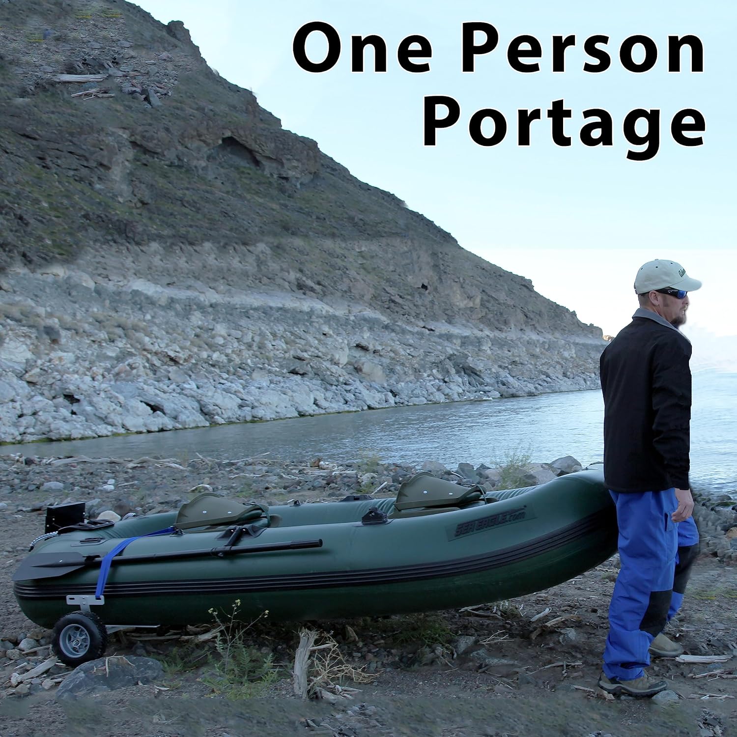 Sea Eagle StealthStalker STS10 Frameless Inflatable 10'1" Green Fishing Boat for 1-2 People, Lightweight, Transportable, Stowable- for Rivers, Lakes, Bays