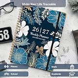 NEYSA Diary 2026 2027 Week to View - A5 Academic Diary July 2026 - June 2027 (12 Months) Planner with Self-adhesive pen loop, Ruler Bookmark & Stickers - 8