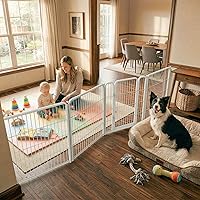 Vista 20 de FXW Puerta para perros extra ancha diseñada para uso en interiores, ancho ajustable de hasta 137 pulgadas de ancho