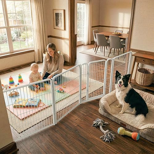 Miniatura 24 de FXW Puerta para perros extra ancha diseñada para uso en interiores, ancho ajustable de hasta 183 pulgadas de ancho