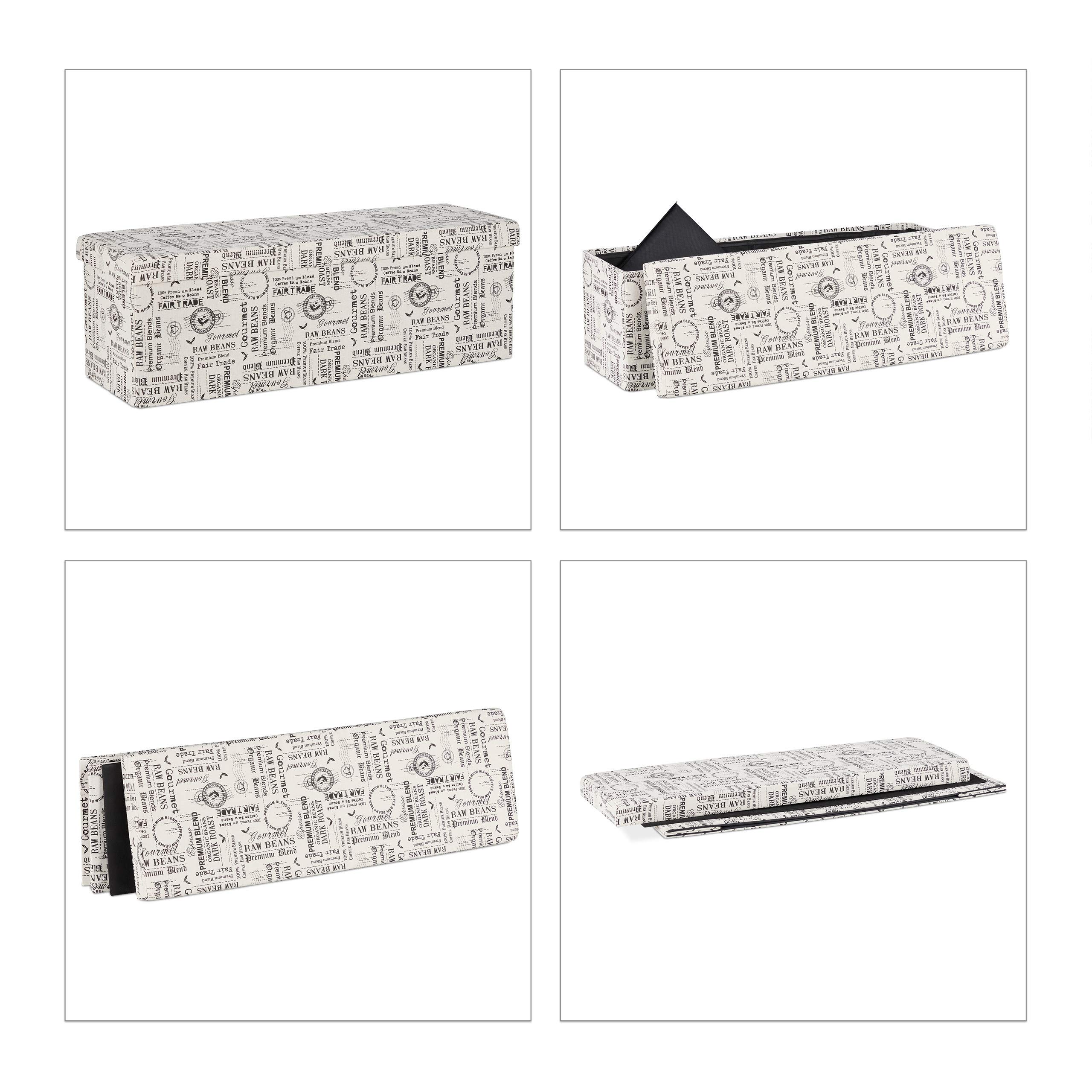 Relaxdays Cassapanca Contenitore Retrò, 130 L, Pieghevole & Salvaspazio, Arredo Camera da Letto & Ingresso, Beige/Nero