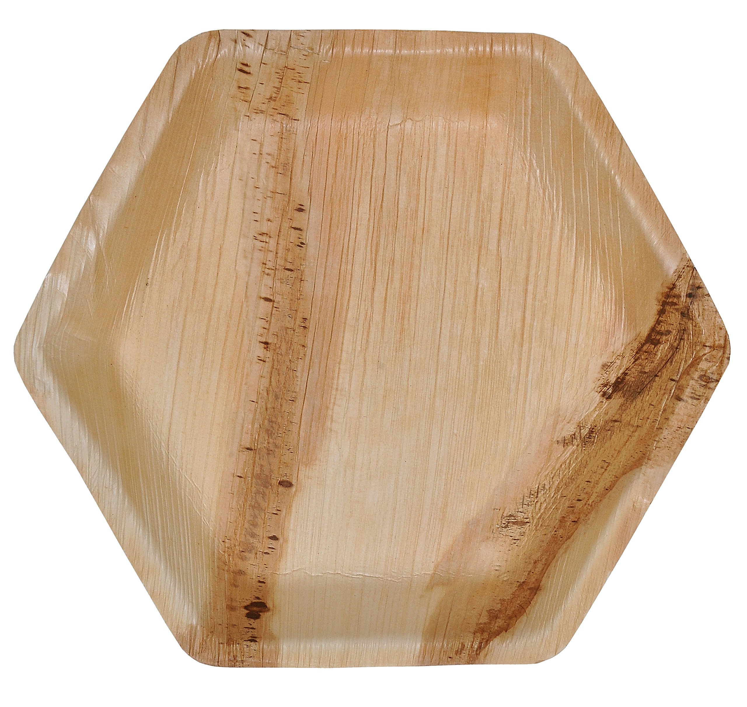 Atmos Green 25 Pack 9" Hexagon Palm Leaf Dinner Plate Compostable Disposable Premium Heavy Duty Eco-Friendly Microwave Refrigeration Safe Bamboo Like