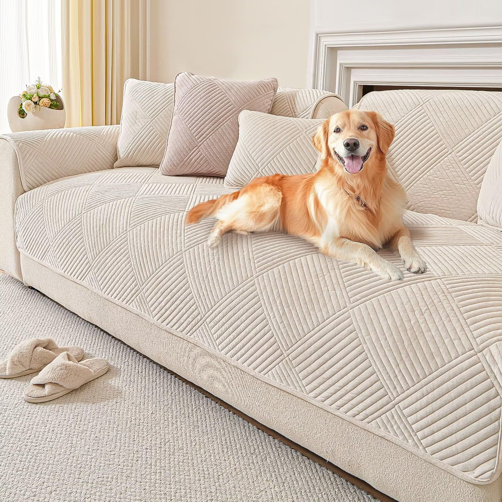 3 Seater Sofa Cover, Covers for Sofa 1 2 3 4 Seater Sofa Cover Protector with Silicone Particles Non-Slip Sofa Protector Suitable for Pets