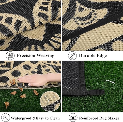 Miniatura 4 de Bsmathom Alfombra de plástico reversible para patio, 9 x 12 pies, impermeable, reversible, para interiores y exteriores, para porche, jardín,