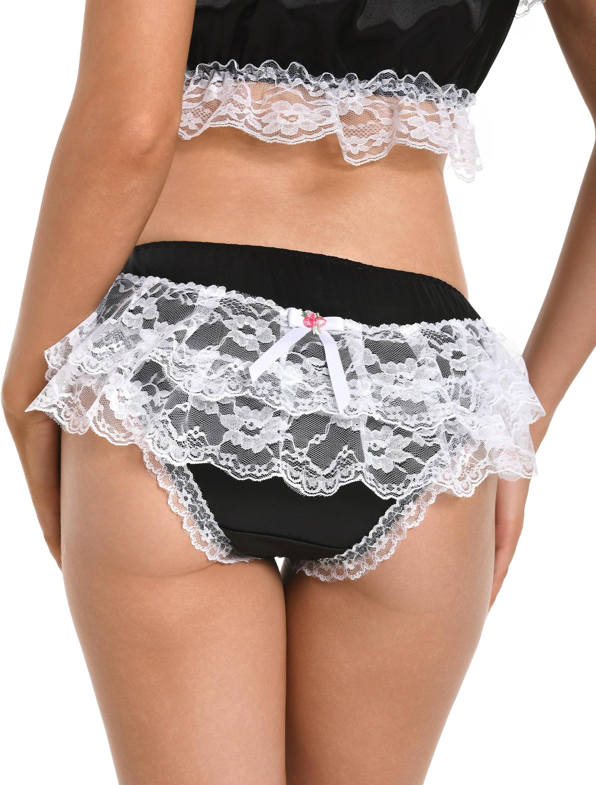 Frilly Sissy Soft Lace Knickers Briefs Satin Panties