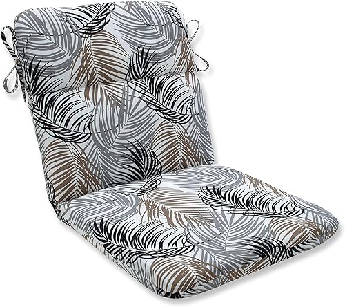Pillow Perfect Cojín redondo para silla esquinera para exterioresinteriores, 40.5 x 21 pulgadas, piedra setra negra