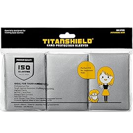 TitanShield (150 Sleeve/Silver) Small Japanese Sized Trading Card Sleeves Deck Protector Compatible with Yu-Gi-Oh!, Cardfight Vanguard & Photocards