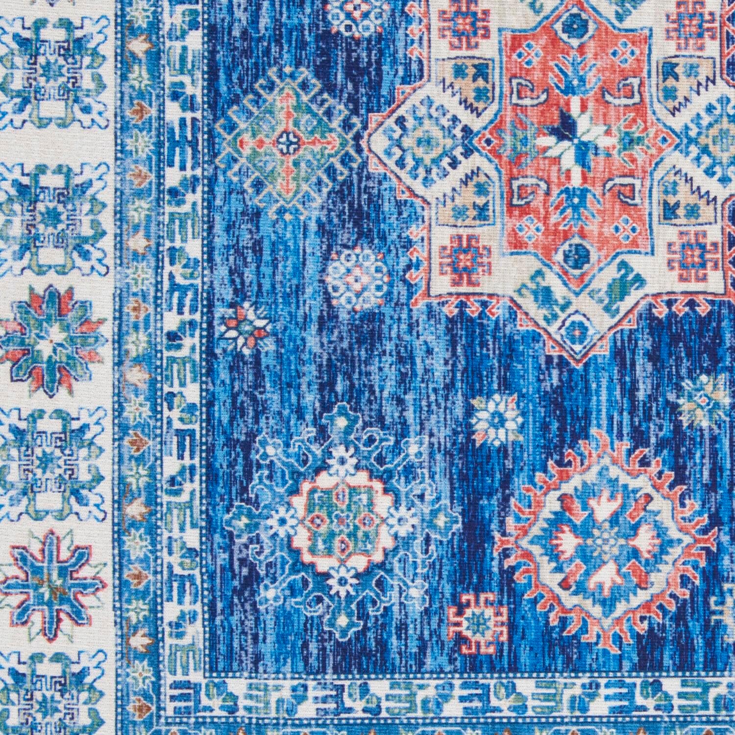 Nourison Home Fulton Blue 1'10" x 5' Area Rug - Easy Clean, Non Shedding, Bed Room, Living Room, Dining Room, Kitchen (5' Runner)